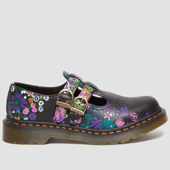 Dr Marten BLACK+MULTI Vintage Floral VINTAGE FLORAL LEATHER MARY JANE SHOES NEW! - Picture 4 of 16